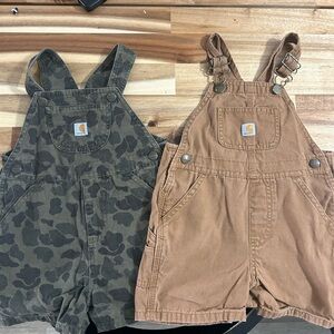 Carhartt Brown and Green Overalls Durable Workwear